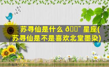 苏寻仙是什么 🐯 星座(苏寻仙是不是喜欢北堂墨染)